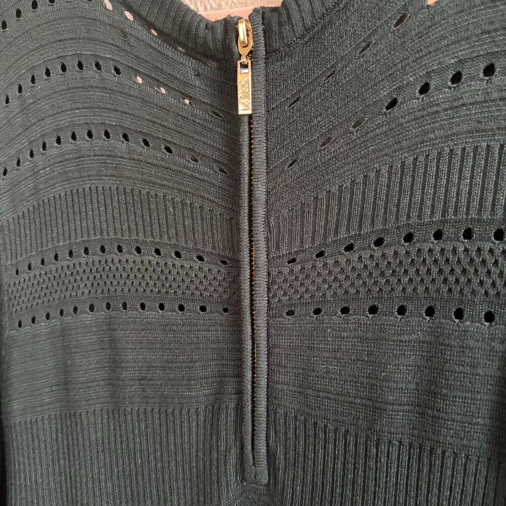 Eliza J Green Long Sleeve Sweater Dress Knee Length Exposed back zipper Sz 3XL - Picture 9 of 12
